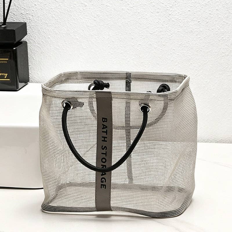 CouldNook Mesh Bath Shower Organizer Bag - Home Organizer Bag: Grey / Small