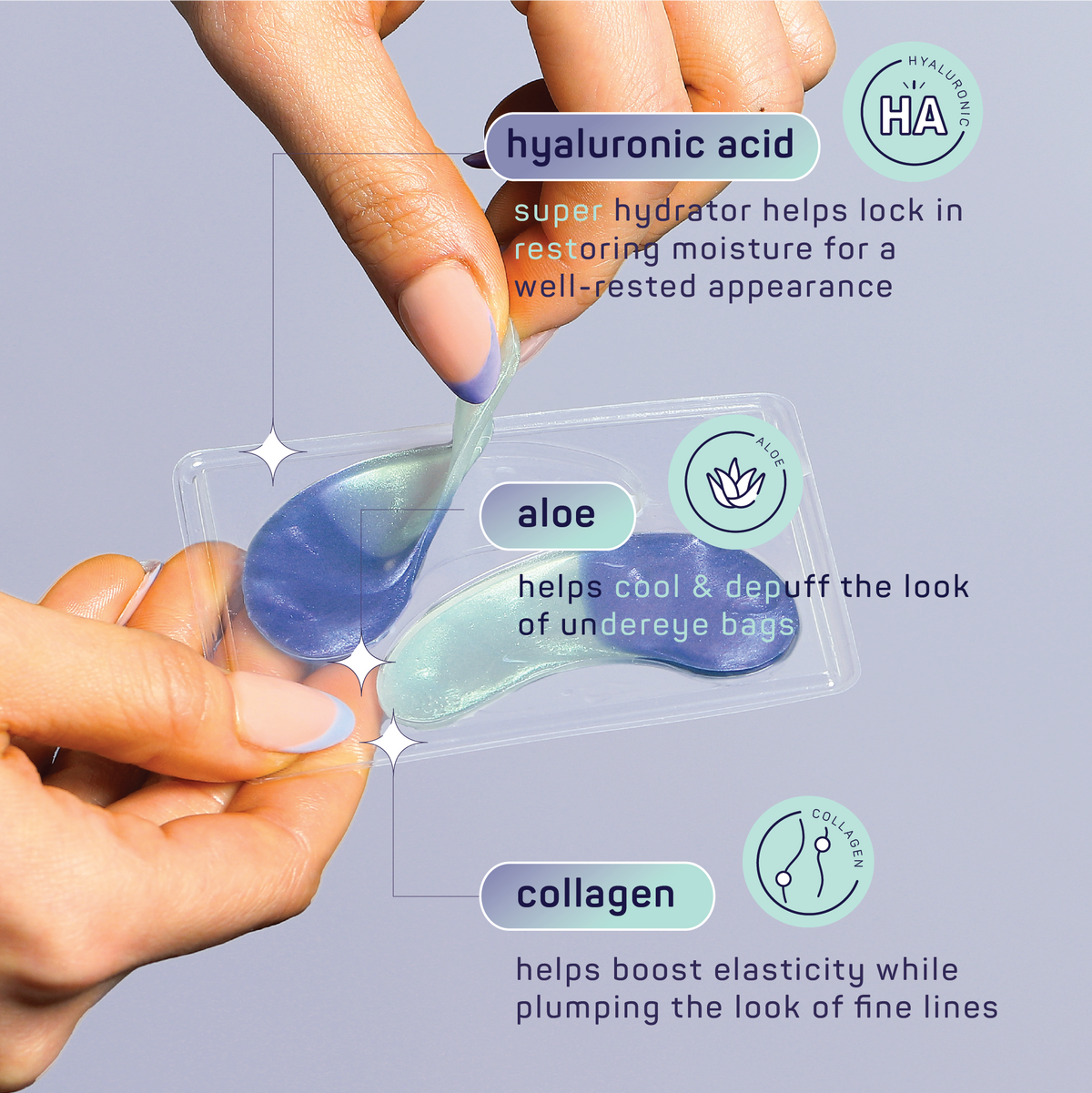 Hydrating Eye Patches | Hyaluronic Acid & Aloe | 8 Pack