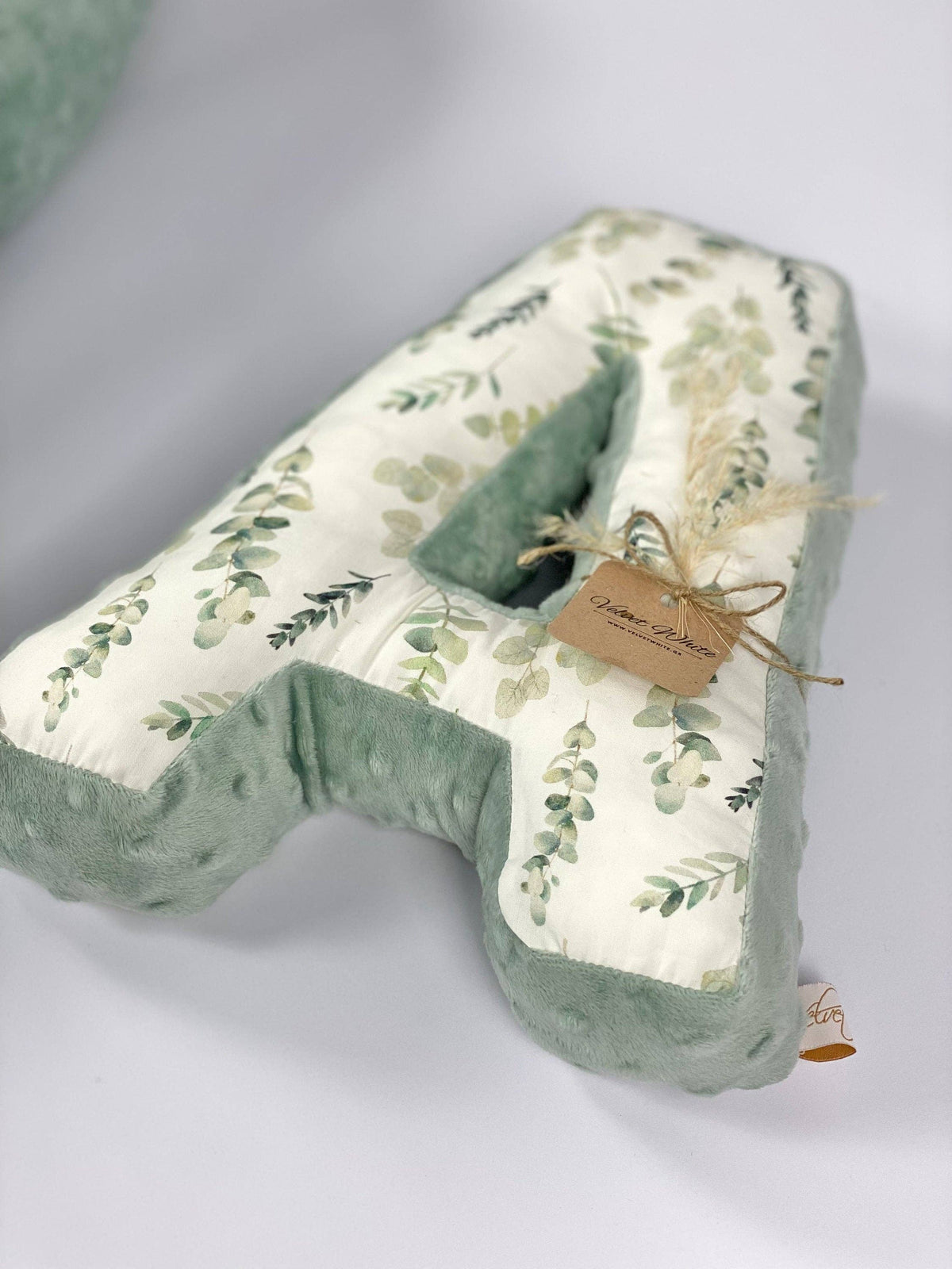 Personalized Letter A Pillow – Botanical Nursery Initial Cushion, Custom Monogram Baby Decor: A