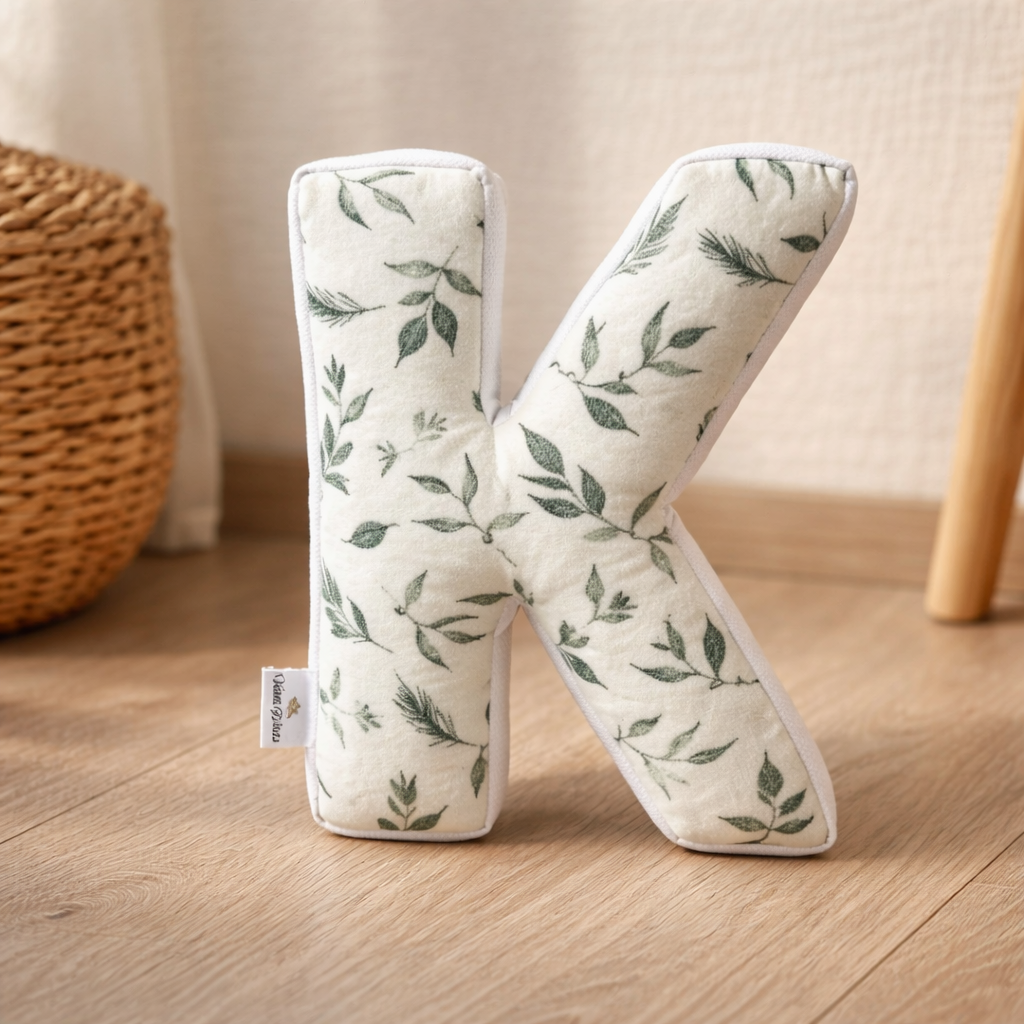 Personalized Letter Pillow – Botanical Alphabet Cushion for Nursery, Custom Initial Decor: A