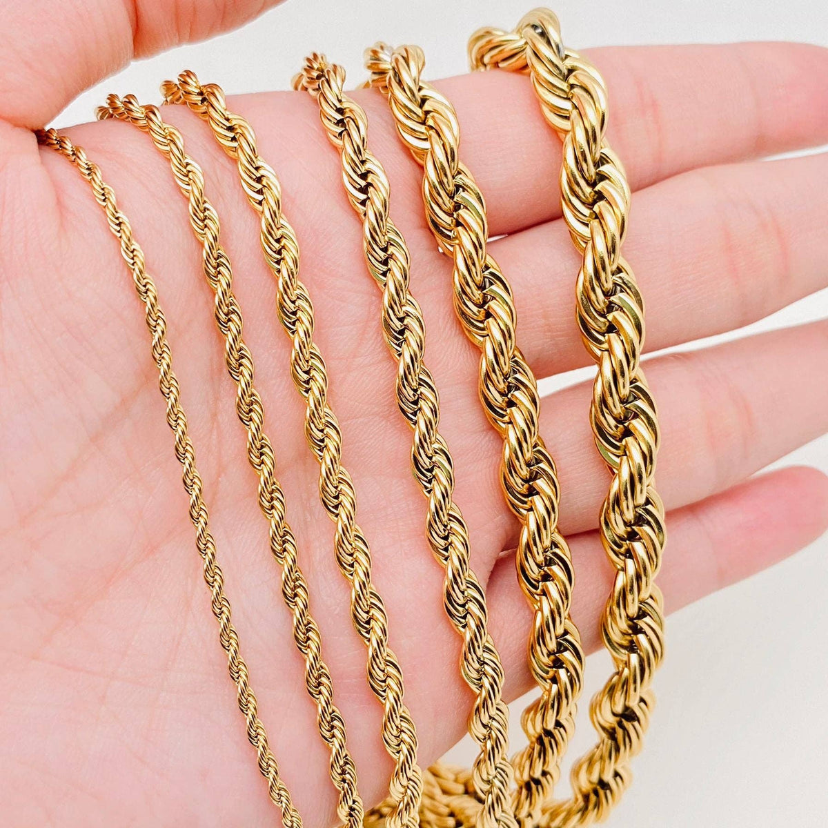 Twists Shape 18K Gold-plated Stainless Steel Chain - MJ/FGS: 3mm*550mm