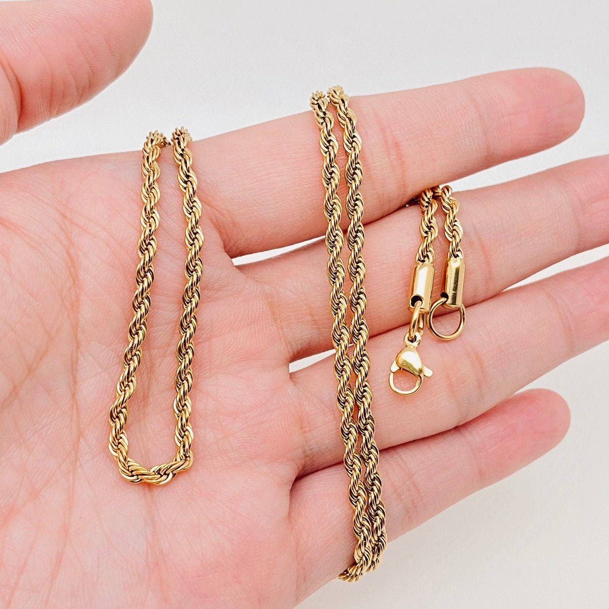 Twists Shape 18K Gold-plated Stainless Steel Chain - MJ/FGS: 3mm*550mm