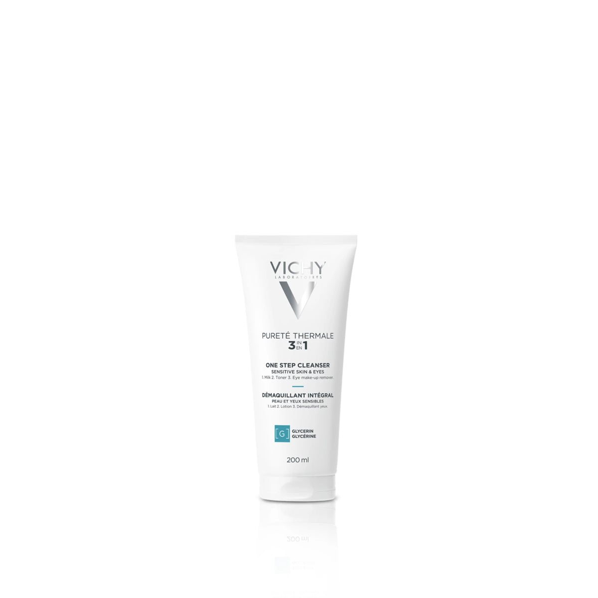 Vichy Pureté Thermale 3-in-1 Cleansing Milk - Cleanser, toner, and makeup remover for all skin types.