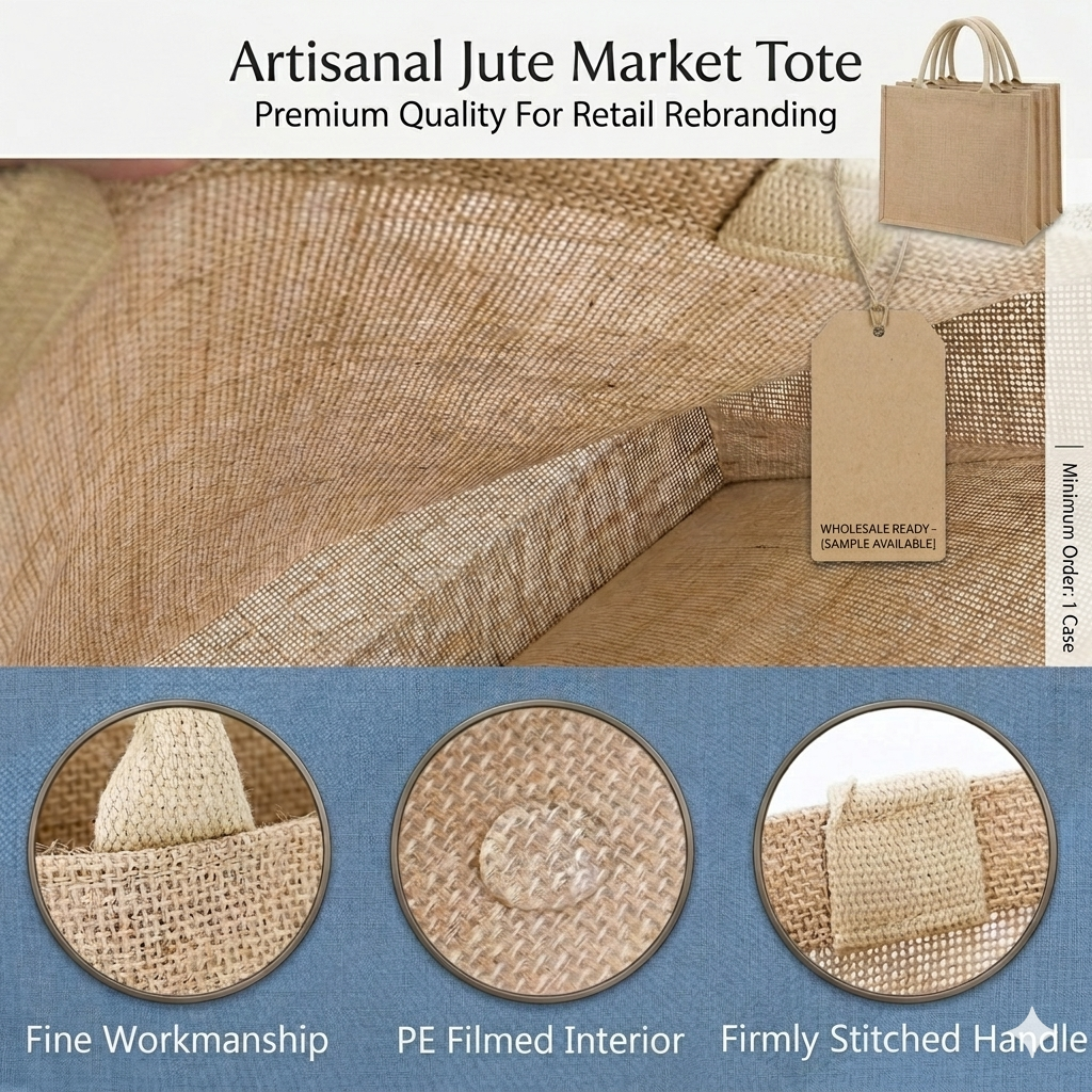 Customizable Quality Burlap Tote Bag - H 11" x W 9" x D 4"