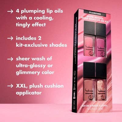 E.l.f. Glow Reviver Plumping Lip Oil Gift Set 4pc - Imperfect Box