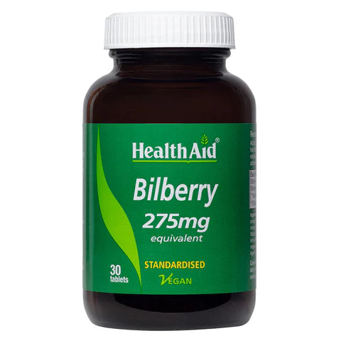 HealthAid Bilberry 275mg Tablets - Eye and circulatory health support.