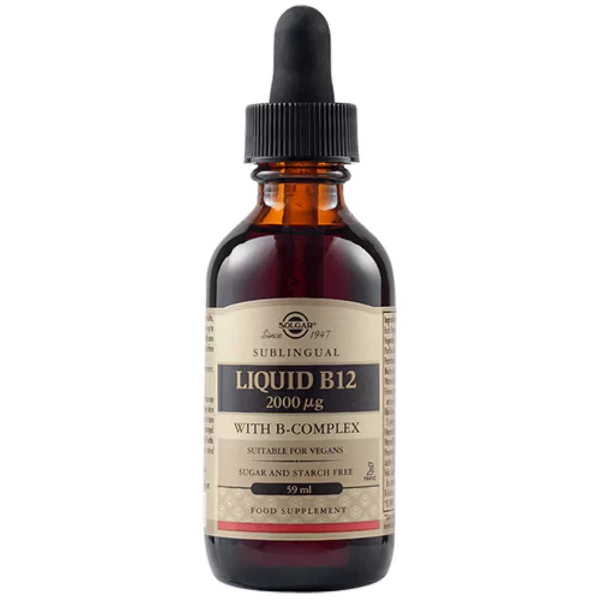 Solgar Liquid B-12 2000 mcg with B-Complex - Enhances energy and metabolism.