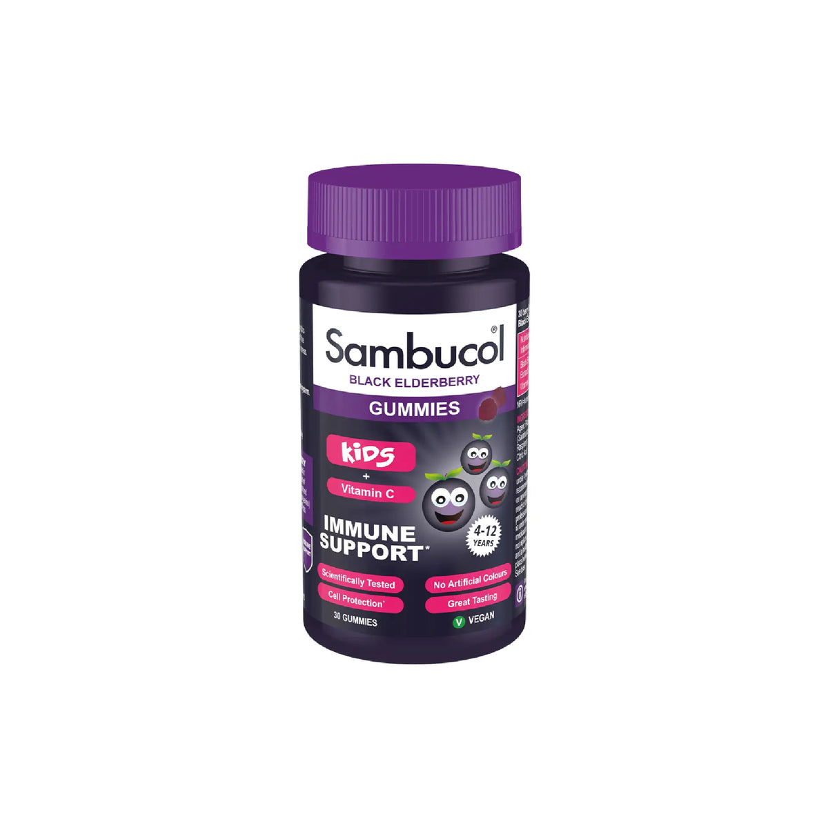 Sambucol Kids Gummies with black elderberry for children's immune system support.