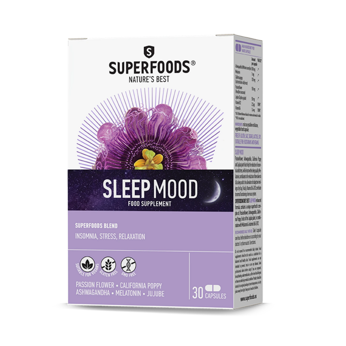 Superfoods Sleep Mood blend with Melatonin for promoting normal sleep onset
