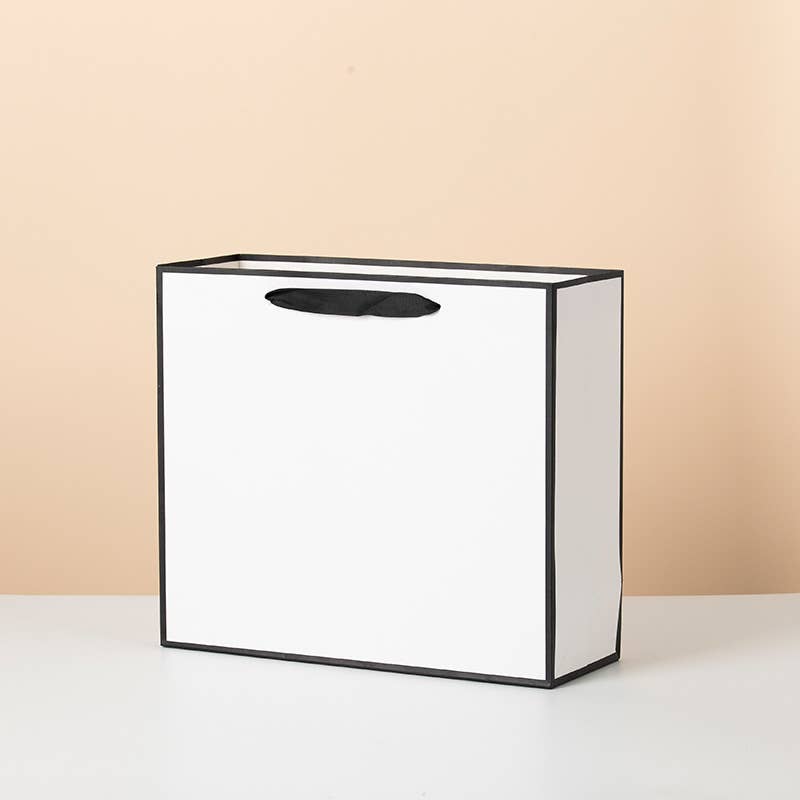 White with Black Border Paper Gift Bag w/ free tissue: V0
