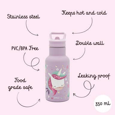 Insulated Stainless Steel Bottle 350 ml, Sparkly The Unicorn