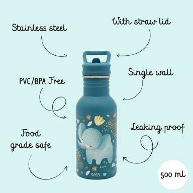 Stainless Steel Bottle - 500 ml - Chewy The Elephant