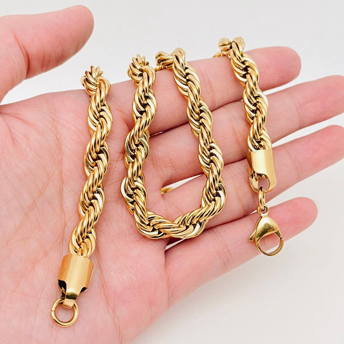 Twists Shape 18K Gold-plated Stainless Steel Chain - MJ/FGS: 3mm*550mm