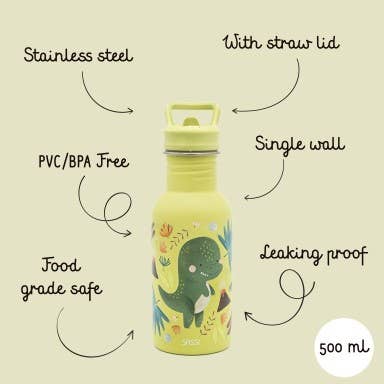 Stainless Steel Bottle - 500 ml - Cracky The Dinosaur