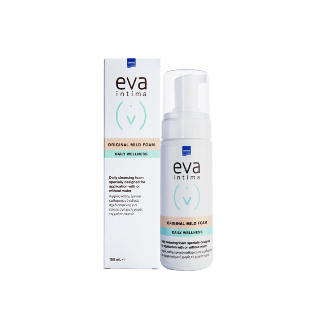 EVA Intima Original Mild Foam for daily gentle cleansing in a 150ml bottle.