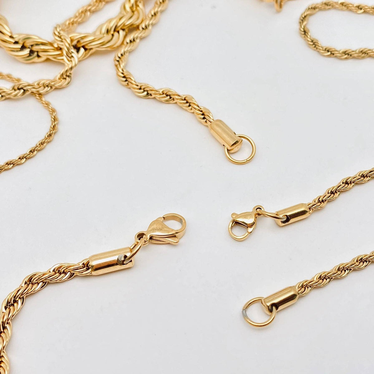 Twists Shape 18K Gold-plated Stainless Steel Chain - MJ/FGS: 3mm*550mm