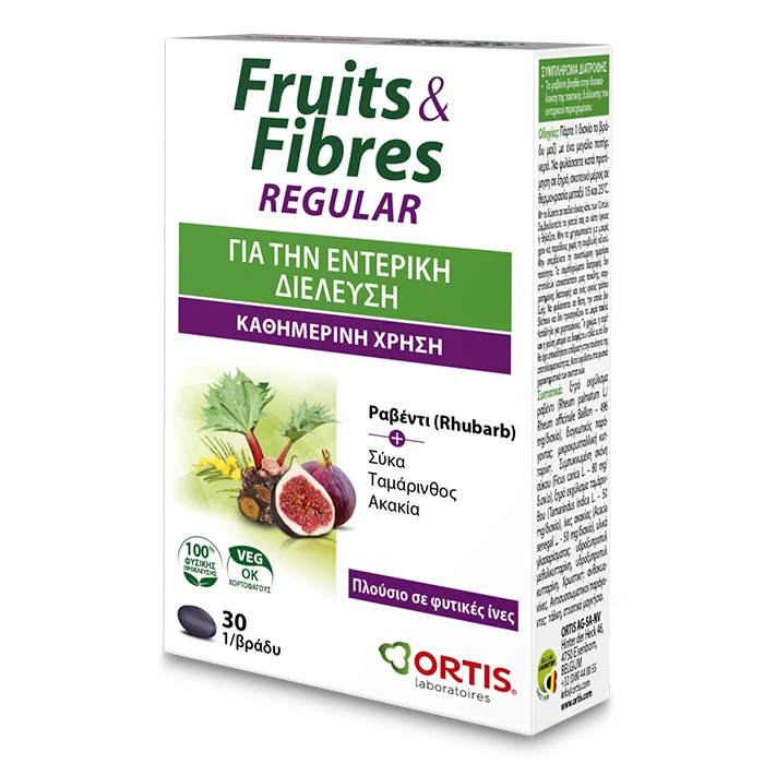 Ortis Fruits&Fibres Regular Tablets - Intestinal transit support with natural fibers.