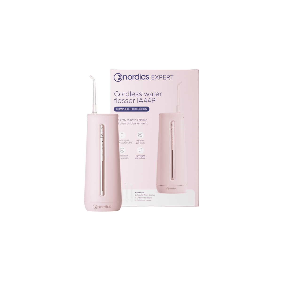 Nordics Water Flosser with 4 nozzles IA44P (Pink)