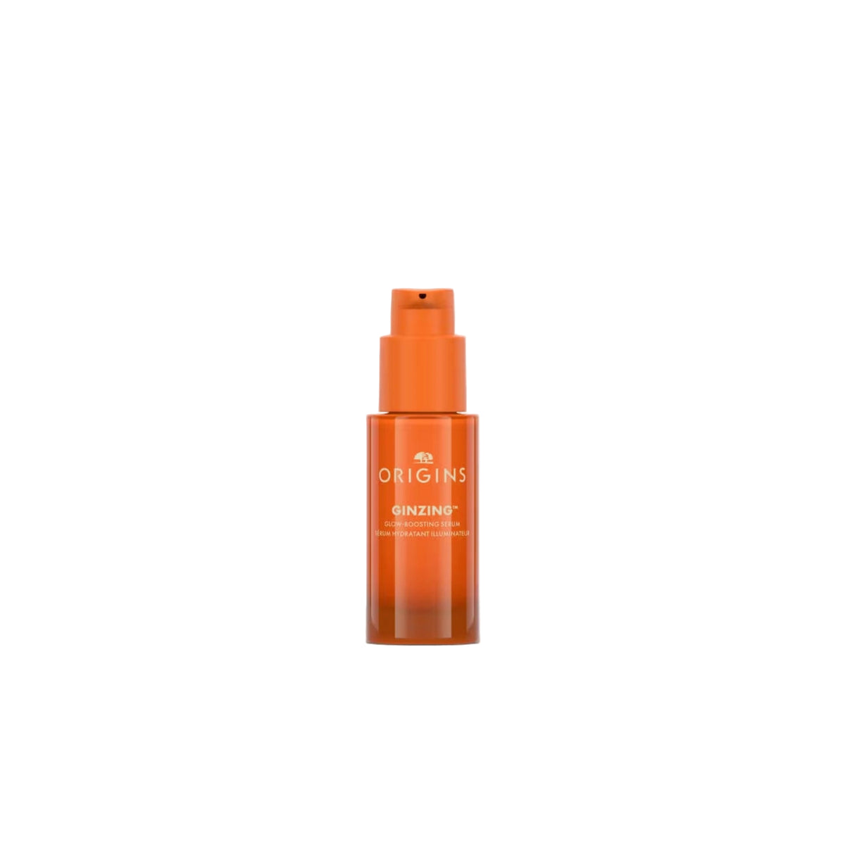 Origins GinZing Glow-Boosting Vitamin C Serum bottle designed to brighten dull skin, refine pores, and enhance radiance.