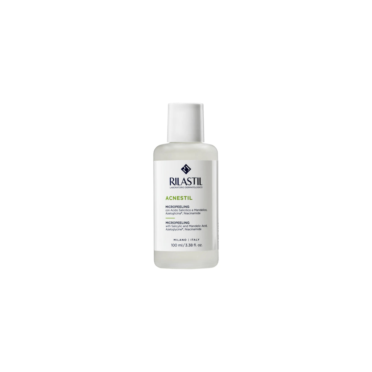 Rilastil Acnestil Micropeeling Lotion 100ml gentle exfoliating lotion for acne-prone face and body.