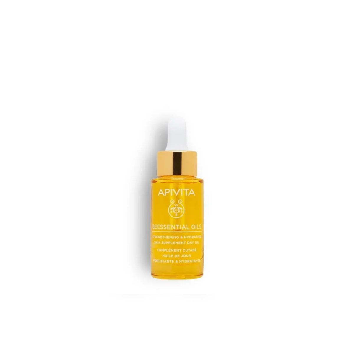 Apivita Strengthening-Hydrating Skin Supplement Day Oil for nourishing and hydrating skin.