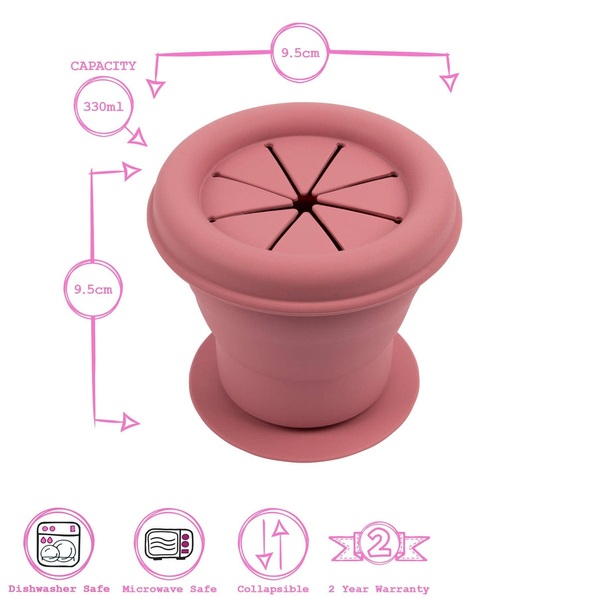 Baby Silicone Snack Pot - By Tiny Dining: Dusty Rose
