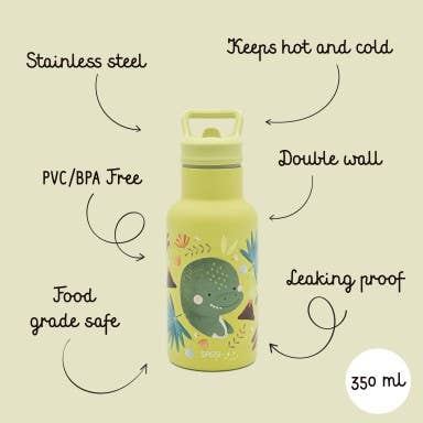Insulated Stainless Steel Bottle 350 ml, Cracky The Dinosaur