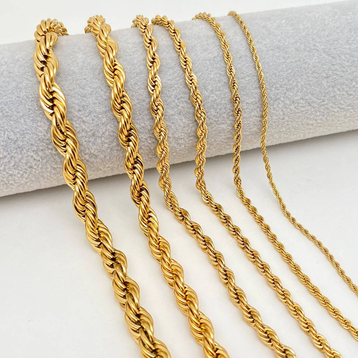 Twists Shape 18K Gold-plated Stainless Steel Chain - MJ/FGS: 6mm*600mm