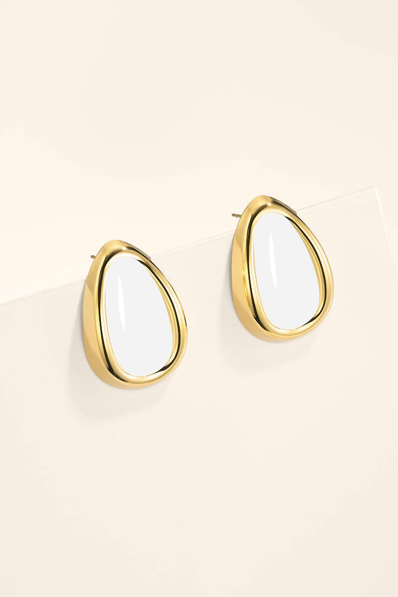 White stainless steel heart drop earrings 124AQ805: Gold / 100% Stainless steel