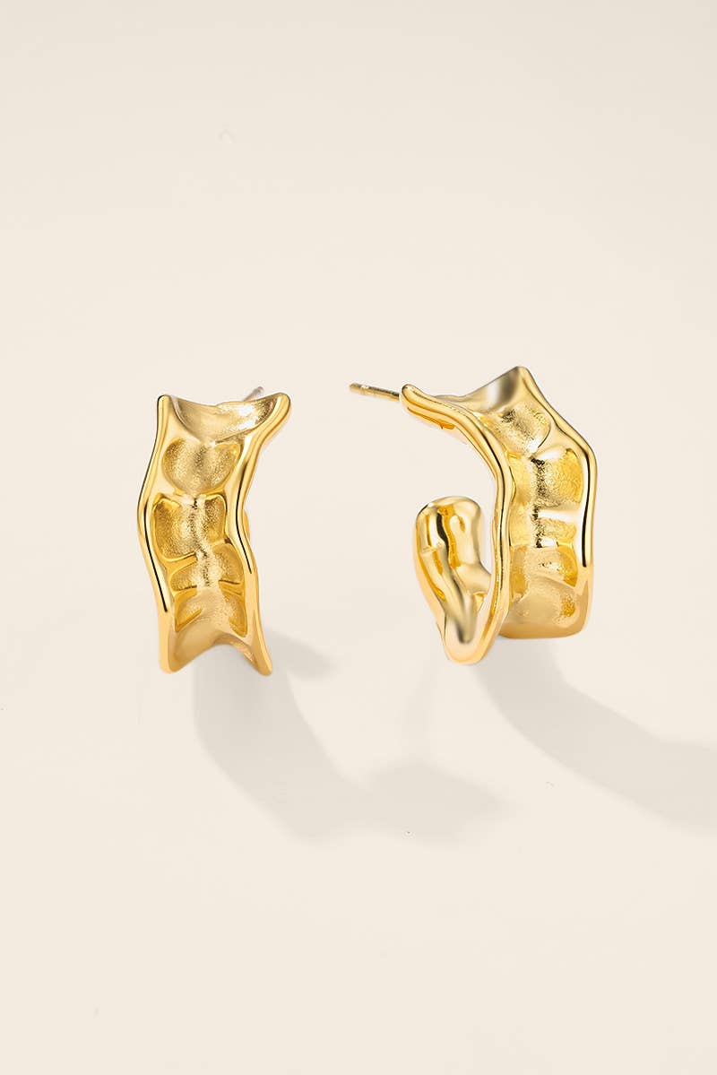 Textured stainless steel hoop earrings 124AQ788: Or / 100% Acier inoxydable