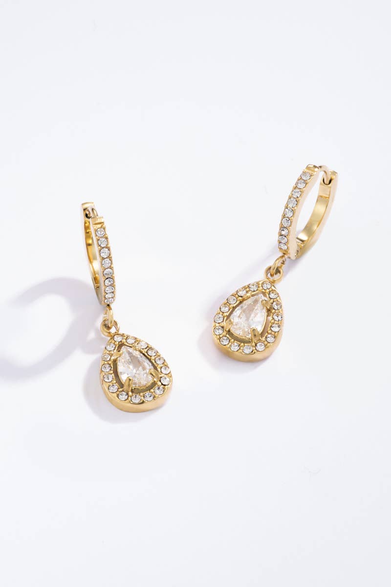 Rhinestone hoop earrings: Yellow gold