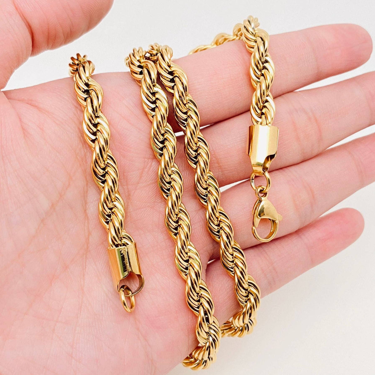 Twists Shape 18K Gold-plated Stainless Steel Chain - MJ/FGS: 3mm*550mm