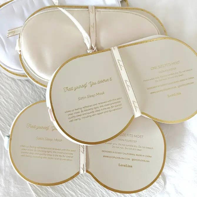 Silky Satin Sleep Eye Masks with Ribbon - GRACIA: CARAMEL / ONE SIZE