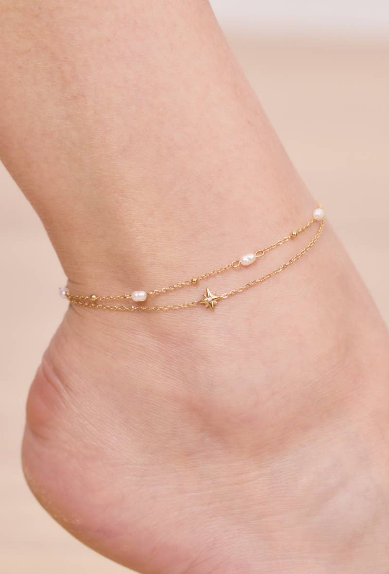 Stainless steel foot chain 624AQ05: Gold