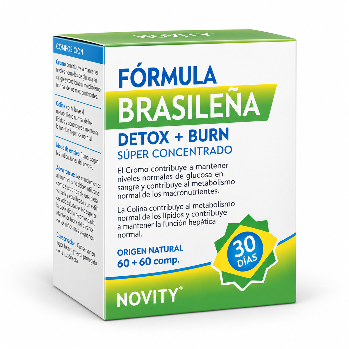 Novity Fórmula Brasileira Detox + Burn – 60 + 60 Tablets