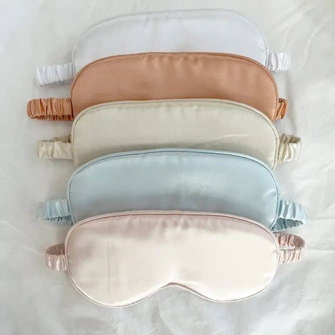 Silky Satin Sleep Eye Masks with Ribbon - GRACIA: CARAMEL / ONE SIZE
