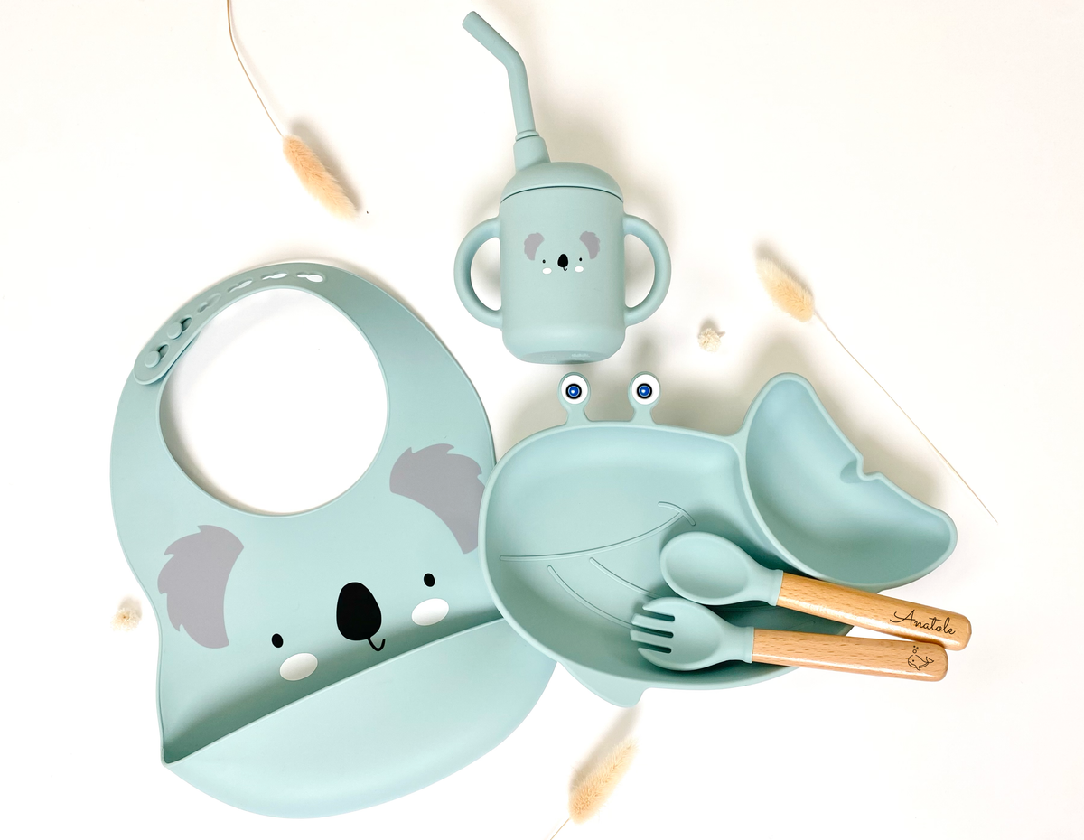 Whale meal pack+animal bib +straw glass: Pink