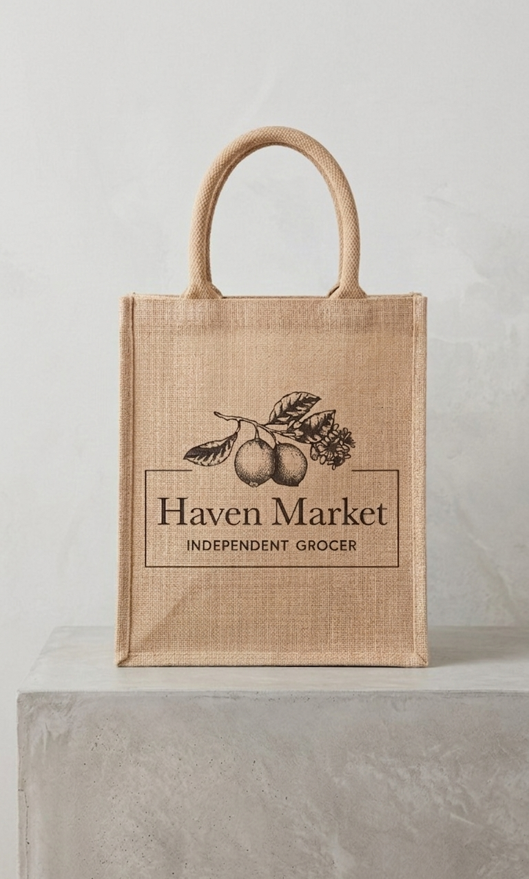 Customizable Quality Burlap Tote Bag - H 11" x W 9" x D 4"