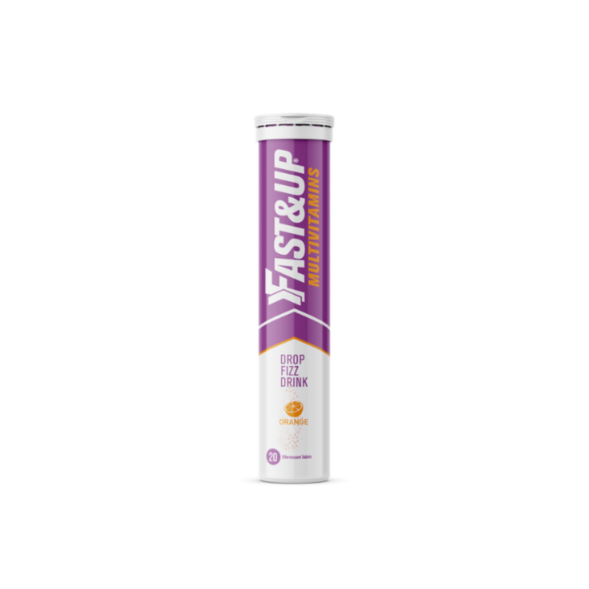 Fast&Up Multivitamins 20 effervescent tablets for daily energy and immune support, orange flavour.
