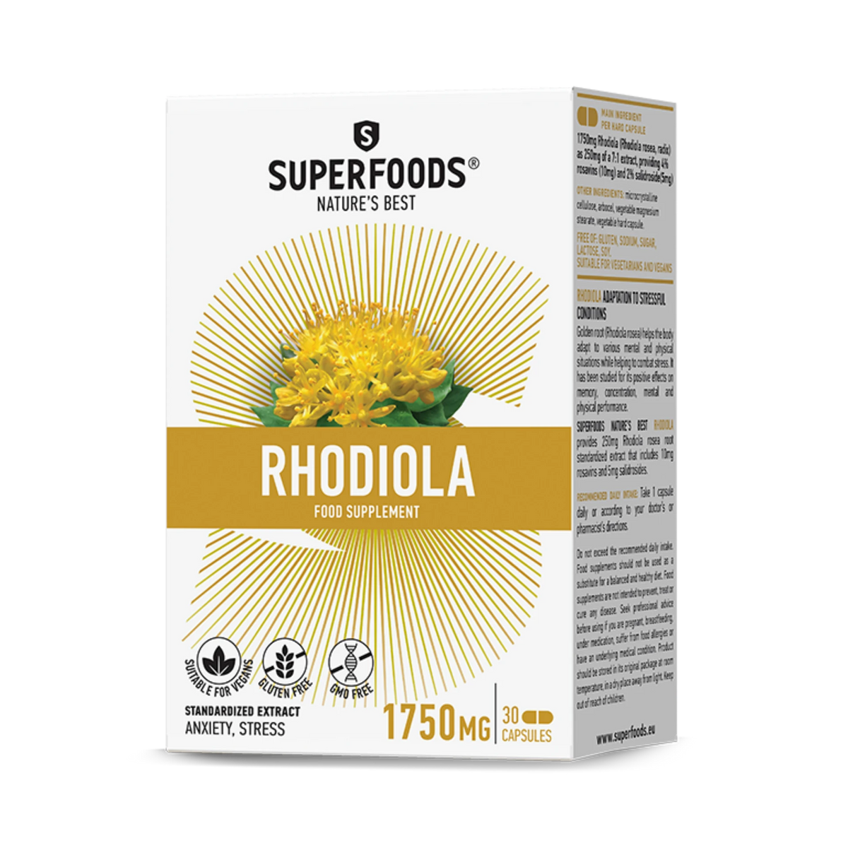 Superfoods Nature’s Best® Rhodiola supplement for stress management and adaptation