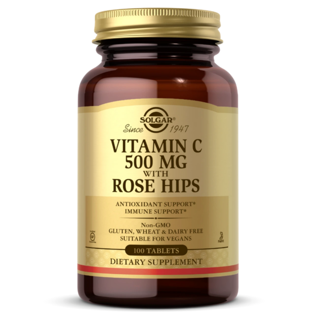 Solgar Vitamin C 500 mg with Rose Hips - Promotes immune health and antioxidant protection.