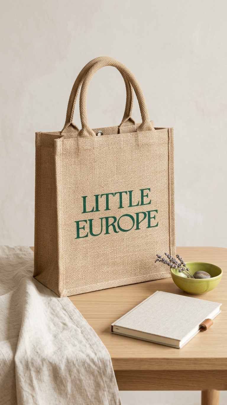 Customizable Quality Burlap Tote Bag - H 11" x W 9" x D 4"