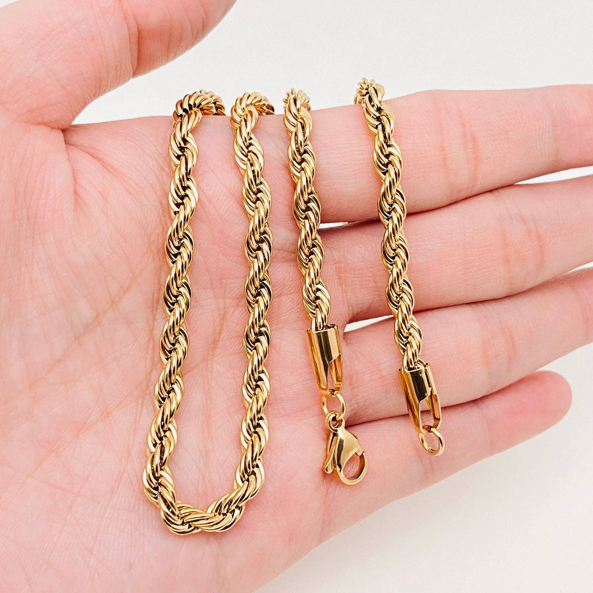 Twists Shape 18K Gold-plated Stainless Steel Chain - MJ/FGS: 4mm*550mm