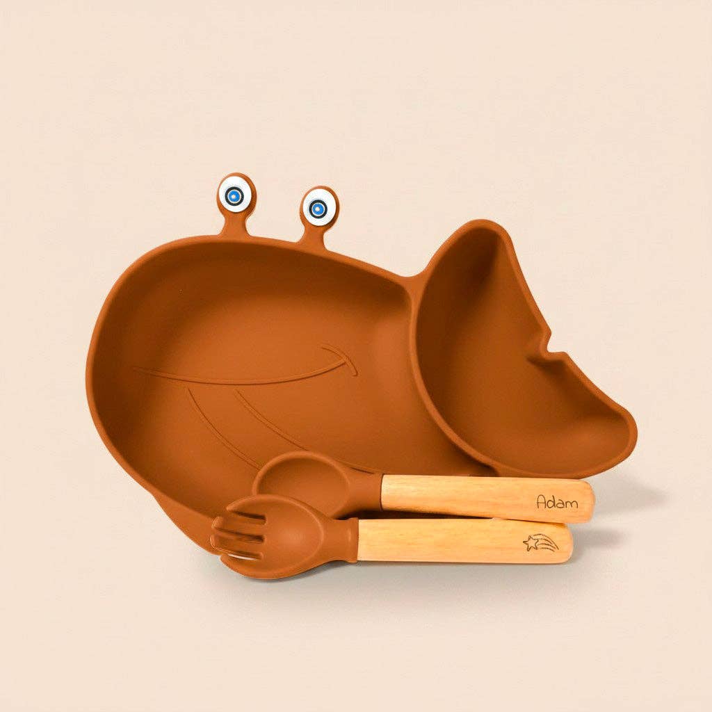 Whale shaped meal + cutlery set for children: Sky blue