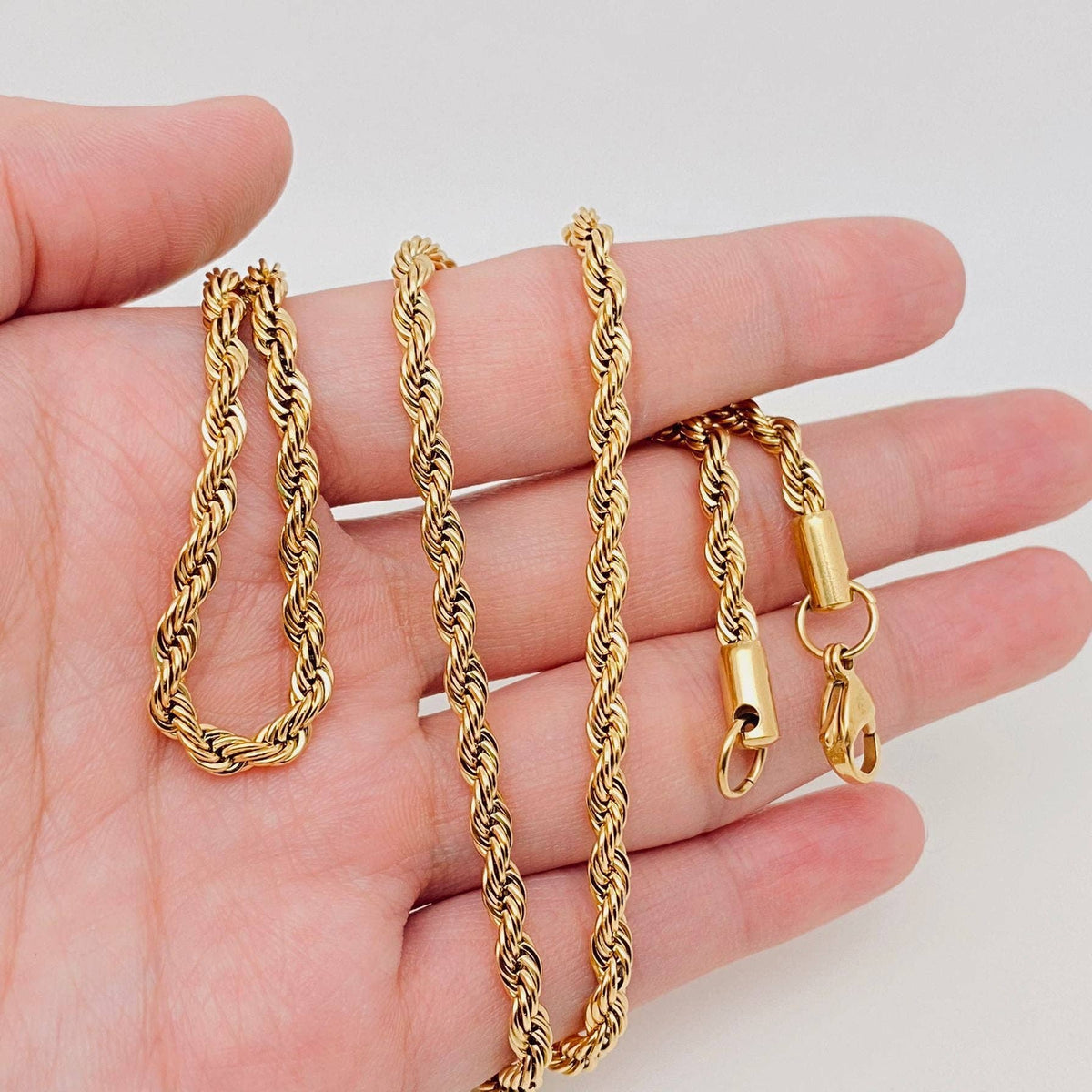 Twists Shape 18K Gold-plated Stainless Steel Chain - MJ/FGS: 3mm*550mm