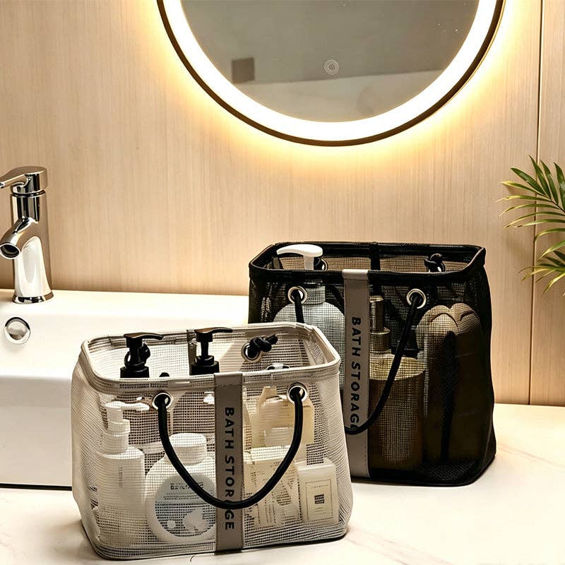 CouldNook Mesh Bath Shower Organizer Bag - Home Organizer Bag: Black / Small