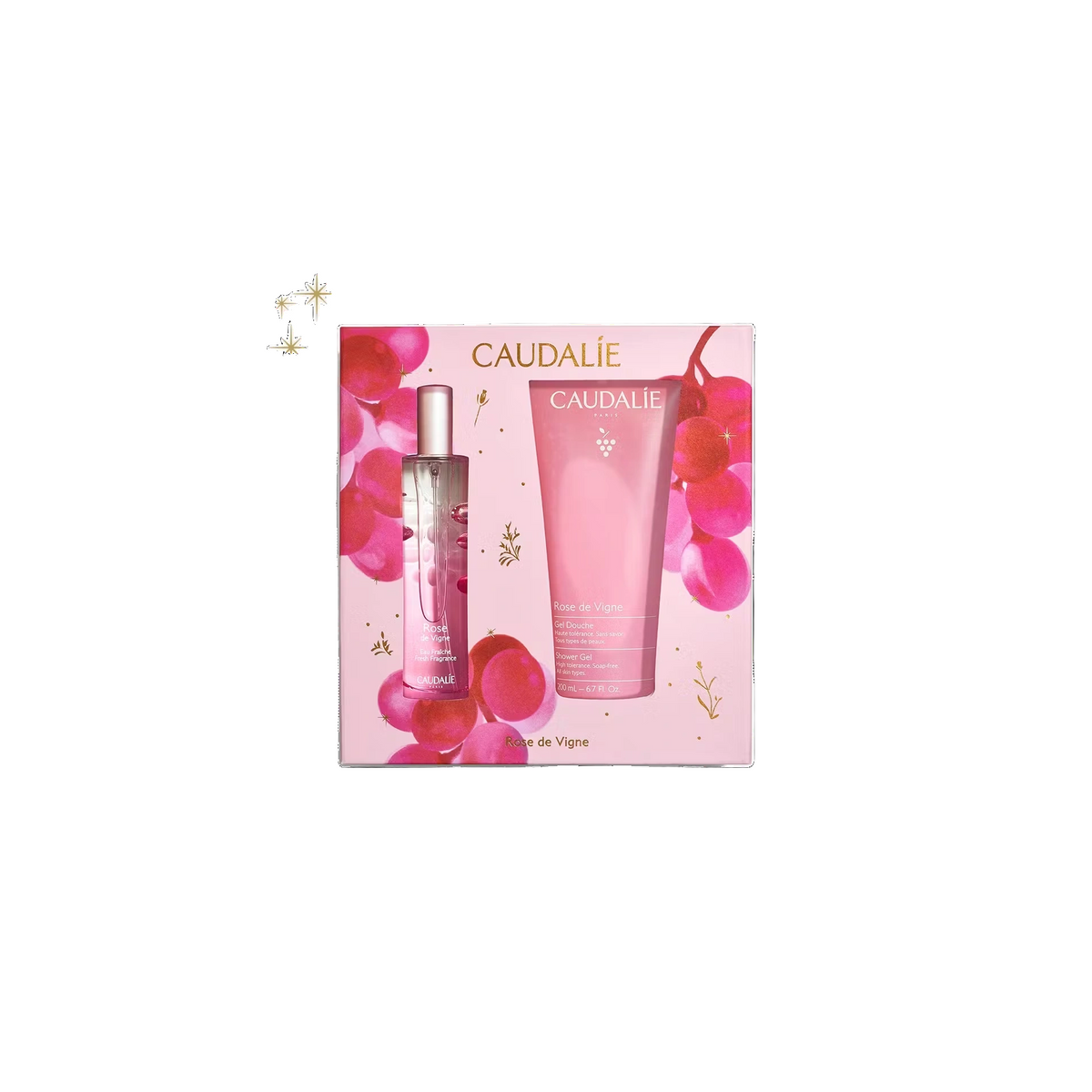 Caudalie Rose de Vigne Fresh Fragrance Gift Set with fragrance and shower gel