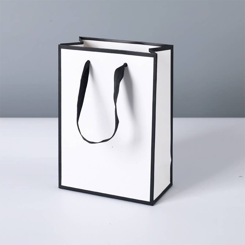 White with Black Border Paper Gift Bag w/ free tissue: V0