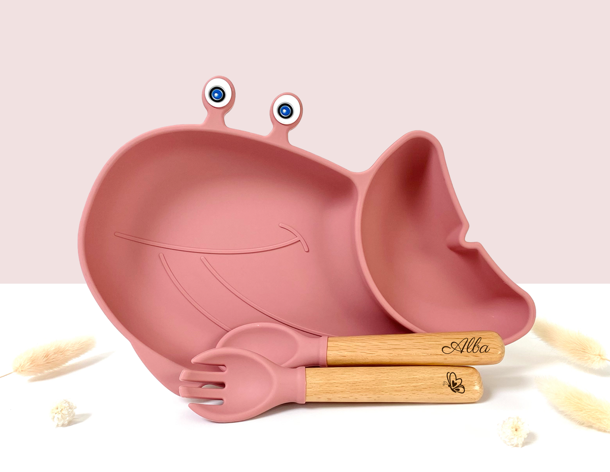 Whale shaped meal + cutlery set for children: Sky blue