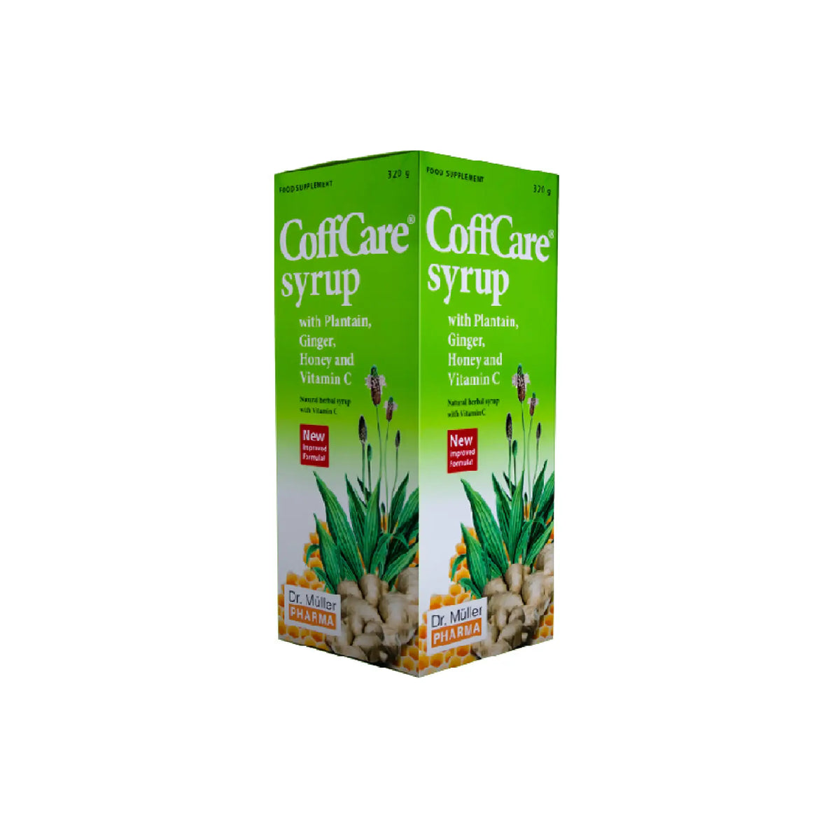 Dr. Müller CoffCare Syrup with Plantain, Ginger, Honey & Vitamin C – natural cold and throat relief.
